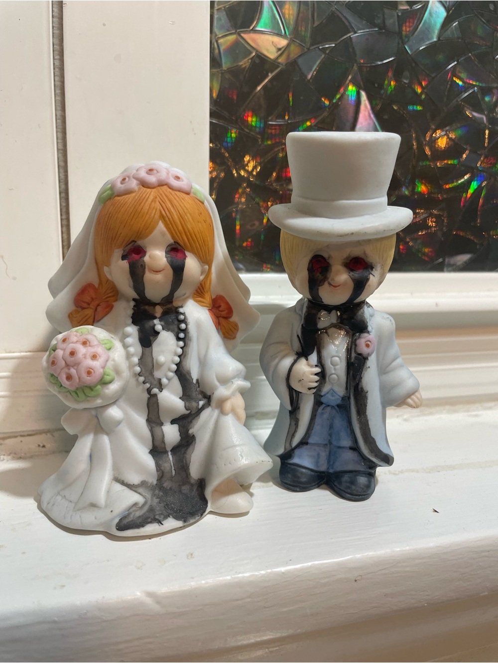Gothic Creepy Bride and Groom Figurines